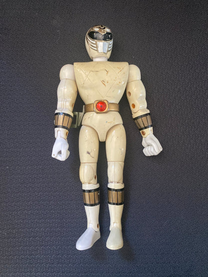 Bandai 1995 Mighty Morphin Power Rangers White Ranger 8" Figure head loose - toyscardscomics