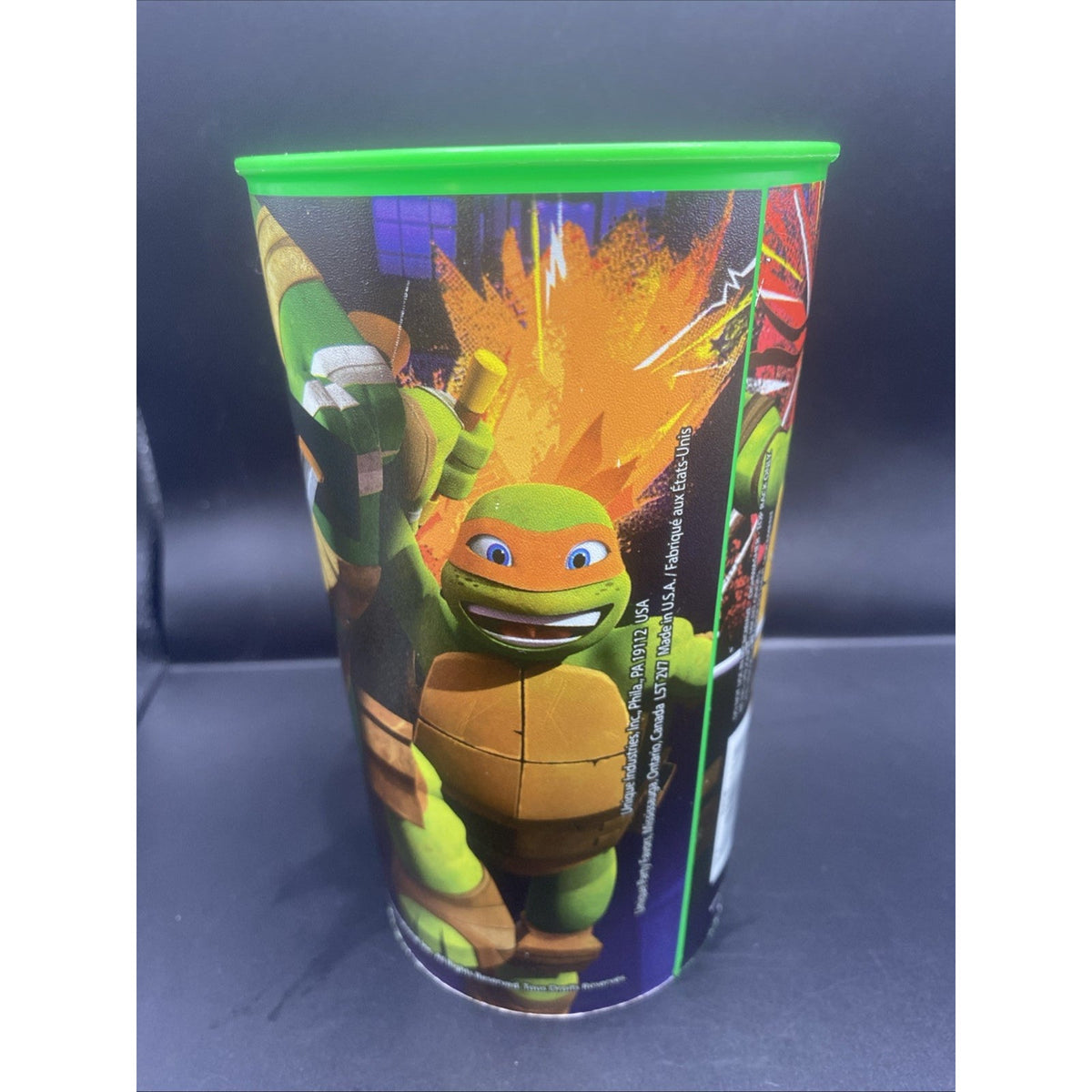 Unique TMNT Party Plastic Cup Green Rim Leonardo & Raphael TM-22T