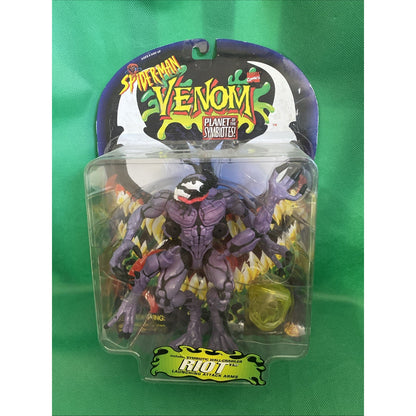 Vintage 1996 ToyBiz Spider-Man Venom Planet Of Symbiotes RIOT Figure NEW