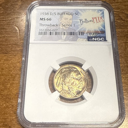 1938-D/S Buffalo Nickel - 5c NGC MS66 - Bullion Plus