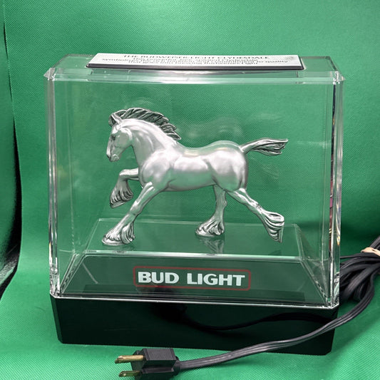 Bud Light Clydesdale Horse Lighted Busch Promo Illuminated Beer Sign Vintage 3D - toyscardscomics