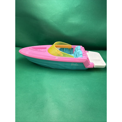 Barbie Pink Speedboat Toy Vehicle with Teal Hull and Swim Platform
