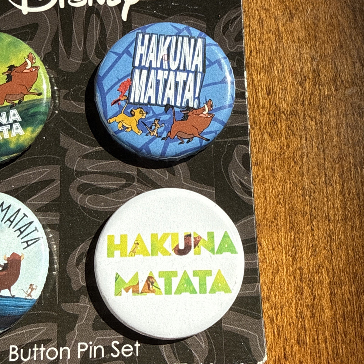 Disney The Lion King Button Pin Set Hakina Matata NEW NIP Neon Tuesday Collect