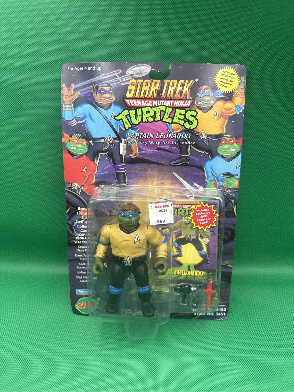 Captain Leonardo Star Trek Ninja Turtles Classic Playmates Vintage LOW NUMBER ! - toyscardscomics