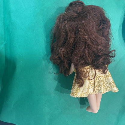 Disney Princess Belle Doll Yellow Dress And Shoes Long Brown Hair Brown Eyes 14”