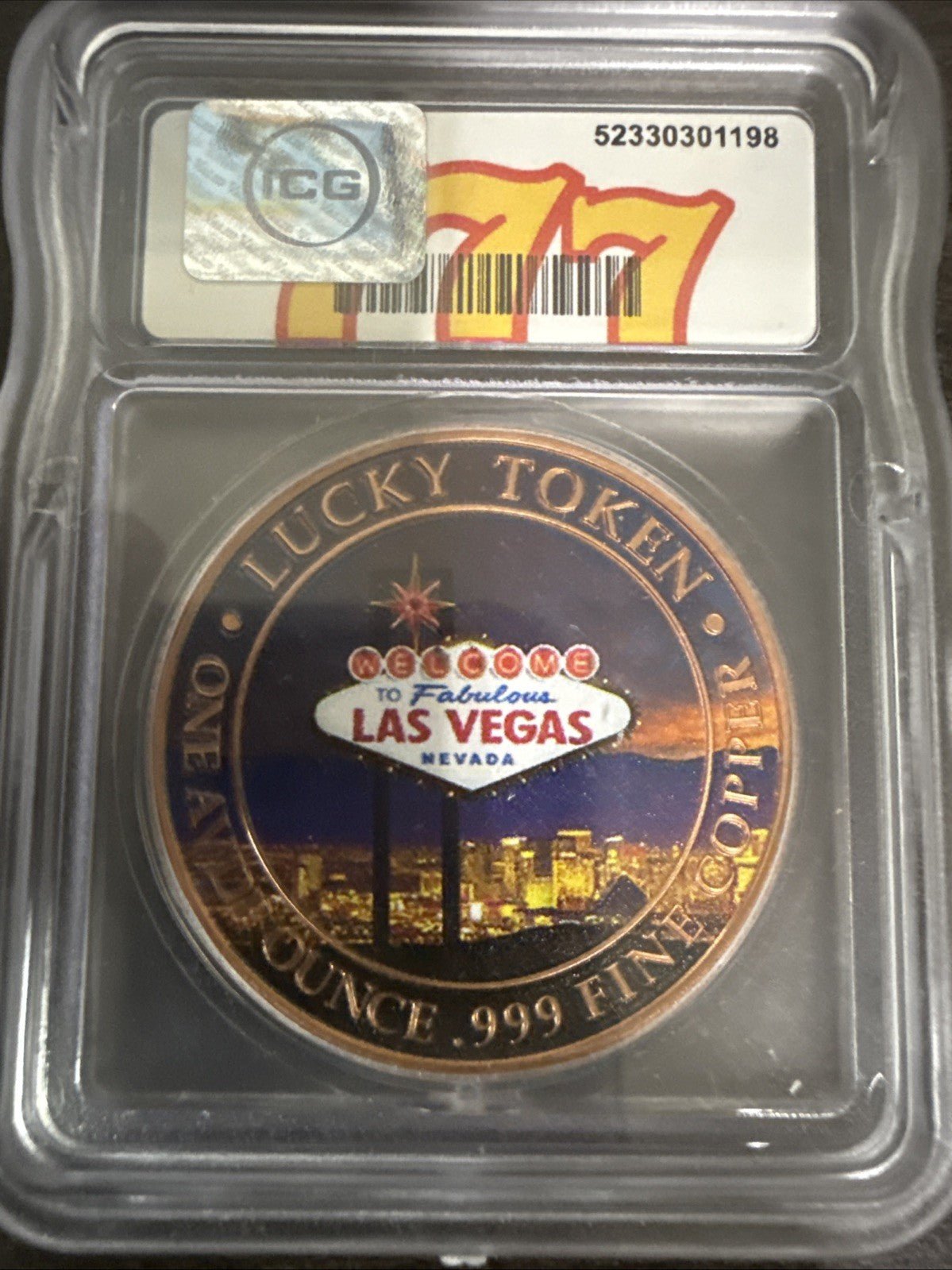 Certified MS70 graded Rounds Las Vegas Jackpot Color. 10,000 MADE! .999 Cooper - toyscardscomics