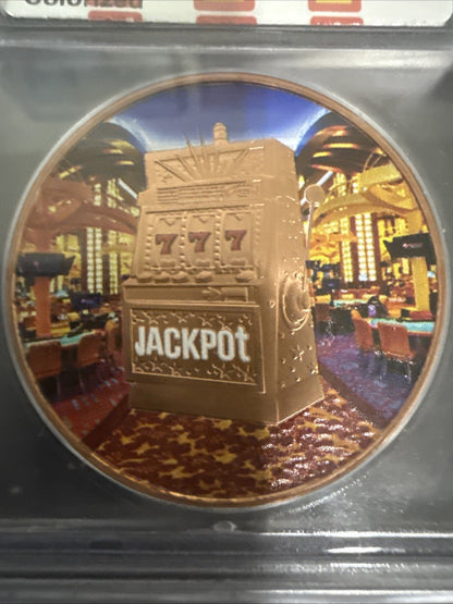 Certified MS70 graded Rounds Las Vegas Jackpot Color. 10,000 MADE! .999 Cooper - toyscardscomics