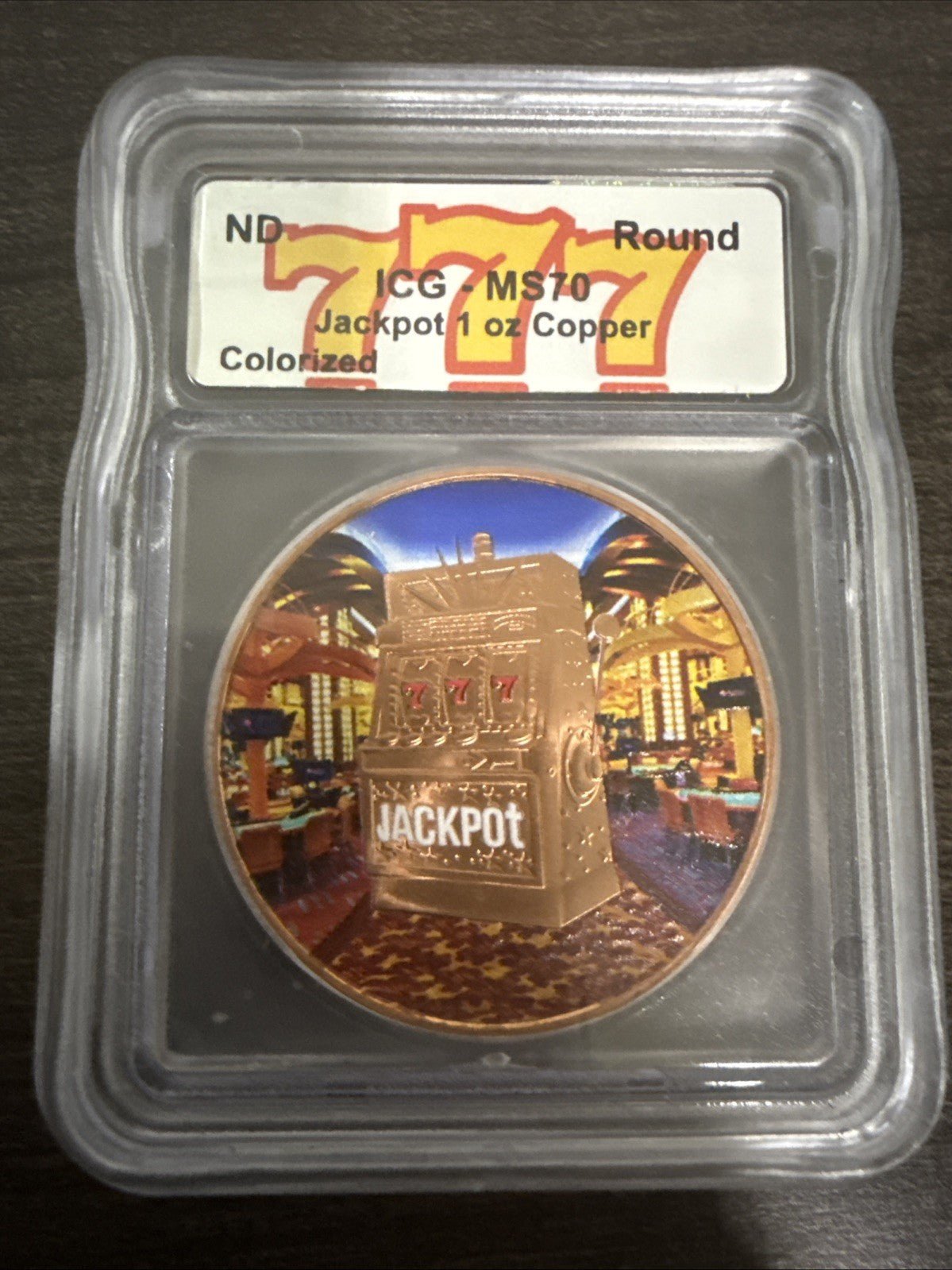 Certified MS70 graded Rounds Las Vegas Jackpot Color. 10,000 MADE! .999 Cooper - toyscardscomics