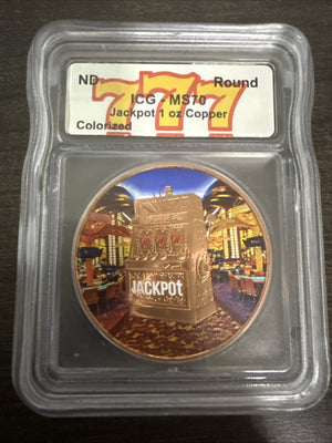Certified MS70 graded Rounds Las Vegas Jackpot Color. 10,000 MADE! .999 Cooper