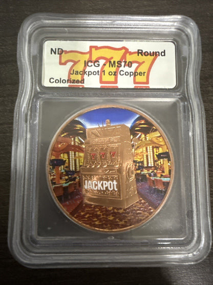Certified MS70 graded Rounds Las Vegas Jackpot Color. 10,000 MADE! .999 Cooper - toyscardscomics