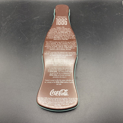 Coca Cola Bottle Shaped Tin Box with Pen 1886 Coke Began - toyscardscomics