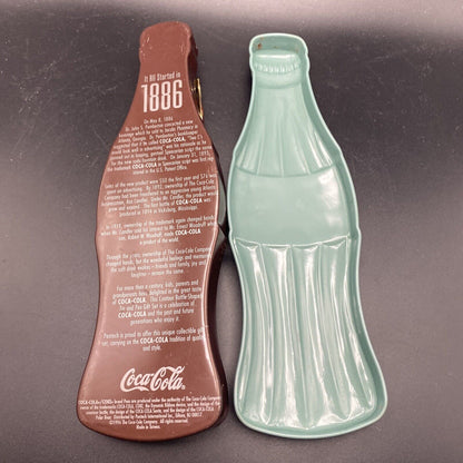 Coca Cola Bottle Shaped Tin Box with Pen 1886 Coke Began - toyscardscomics
