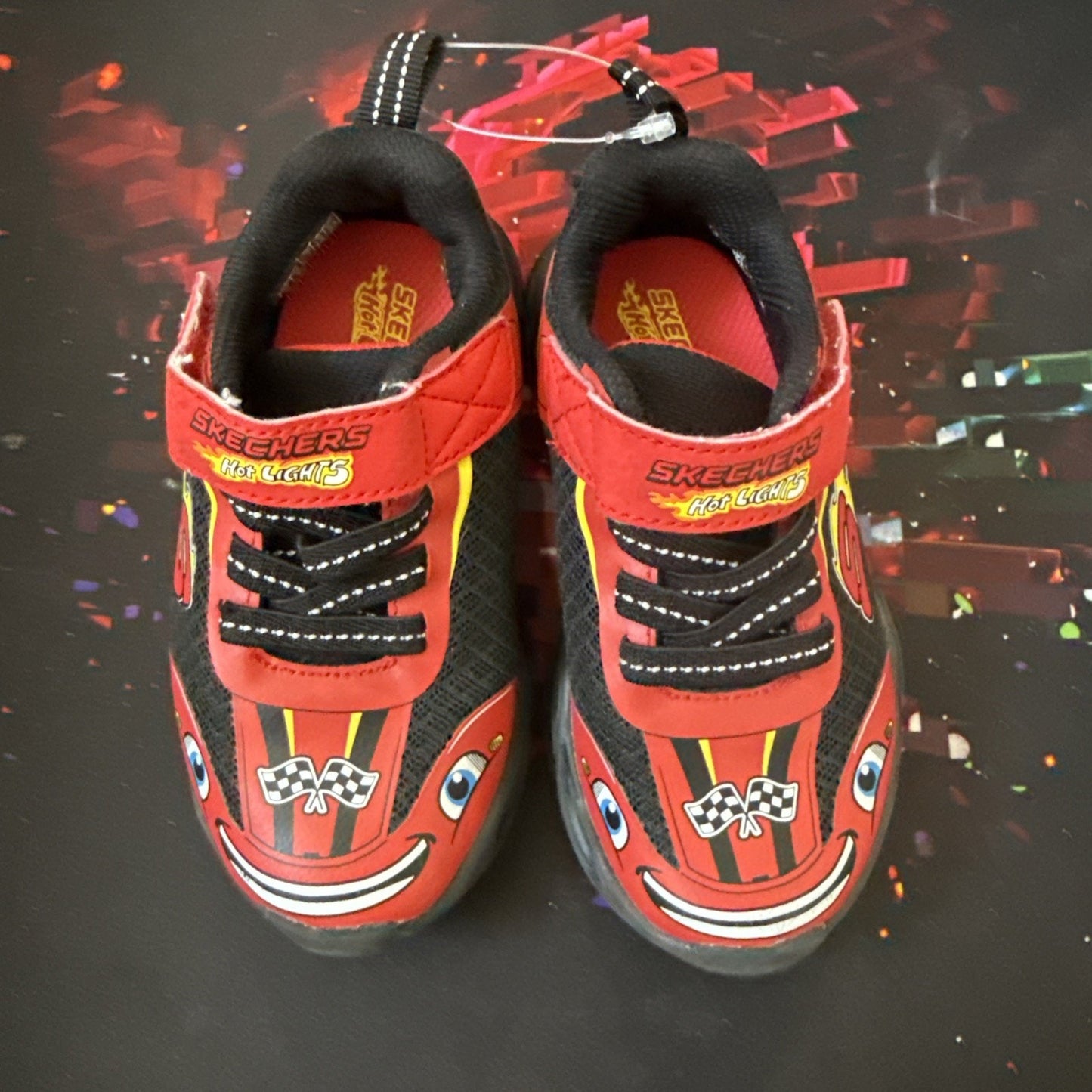 Skechers Thermo Flash Shoe Toddlers 5 Red Black Light Up Adventure Racer Sneaker