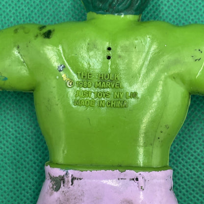Vintage INCREDIBLE HULK bendy bendable PVC figure 6", 1989 Marvel Just Toys