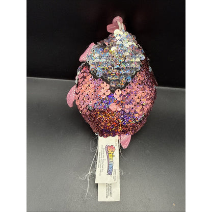 License 2 Play - Shimmeez Sequin Plush - PIG (Pink & Silver)(Plastic Key Clip)