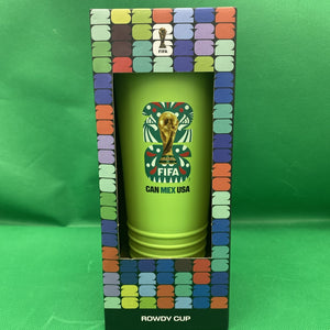 FIFA World Cup 26 Rowdy Cup Tumbler Horn Noisemaker 24oz GREEN CAN MEX USA