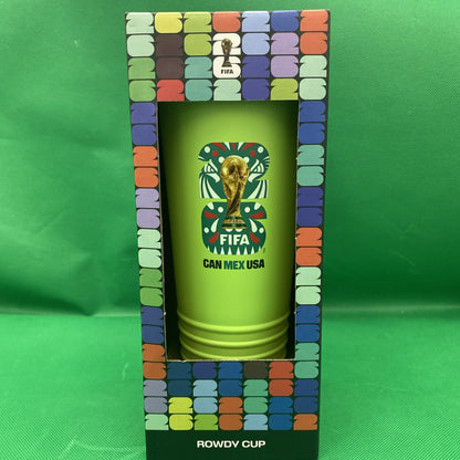 FIFA World Cup 26 Rowdy Cup Tumbler Horn Noisemaker 24oz GREEN CAN MEX USA