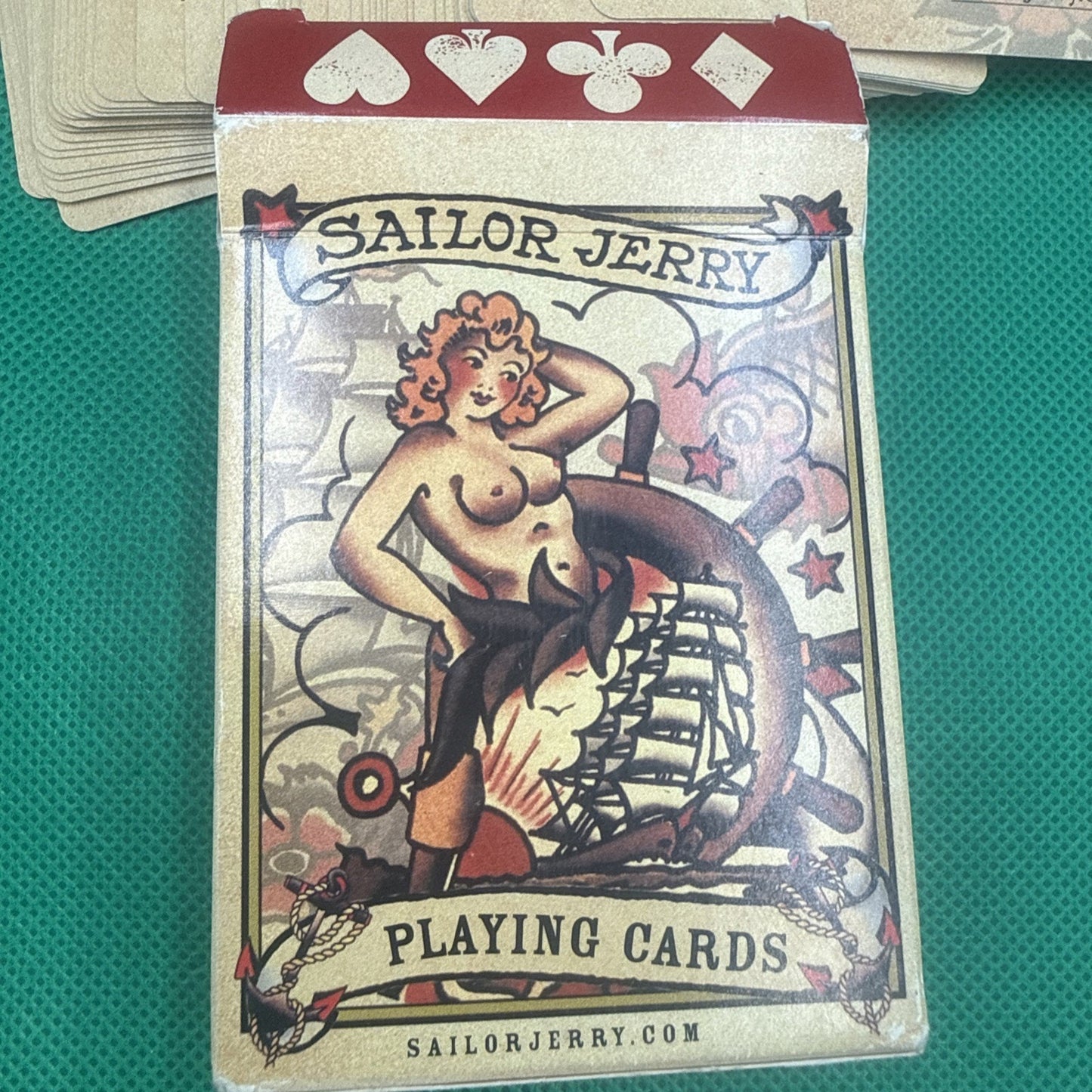 RARE SAILOR JERRY PLAYING CARDS HAWAII TATTOO PIRATE SHIP Opened