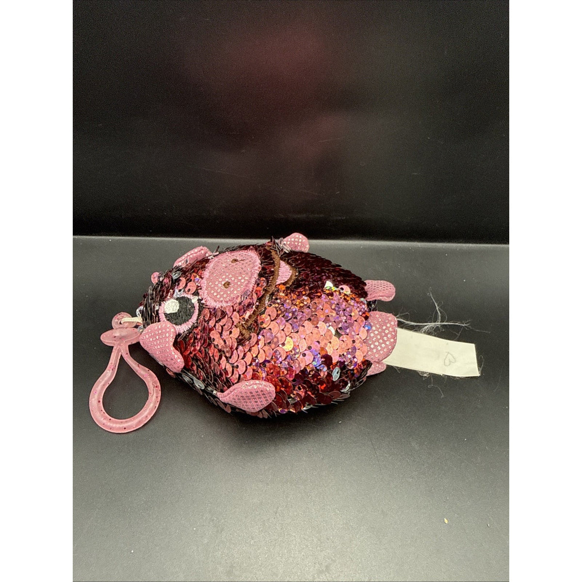 License 2 Play - Shimmeez Sequin Plush - PIG (Pink & Silver)(Plastic Key Clip)
