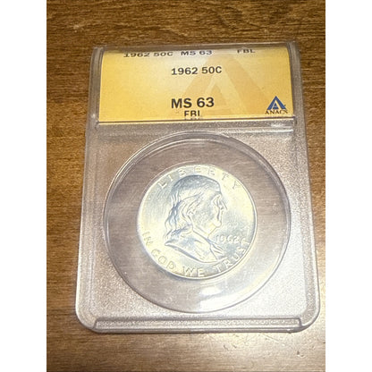 1962 50C ANACS MS63FBL - Franklin Half Dollar