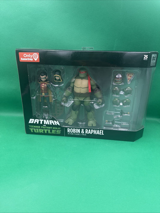 DC Collectibles Batman Vs TMNT Ninja Turtles Robin & Raphael GameStop 2 Pack - toyscardscomics