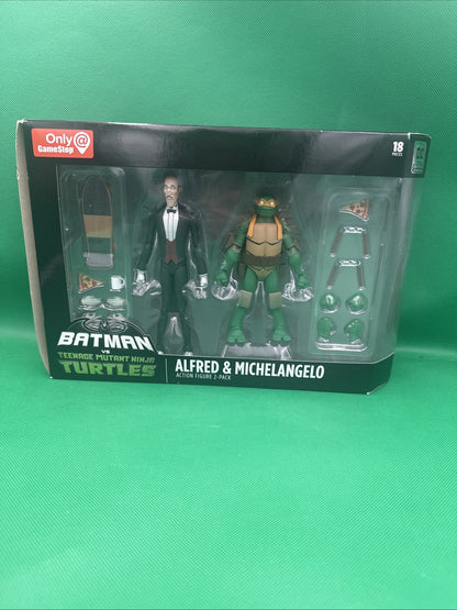 DC Collectibles GameStop Batman VS TMNT Alfred & Michelangelo Action Figure Set - toyscardscomics