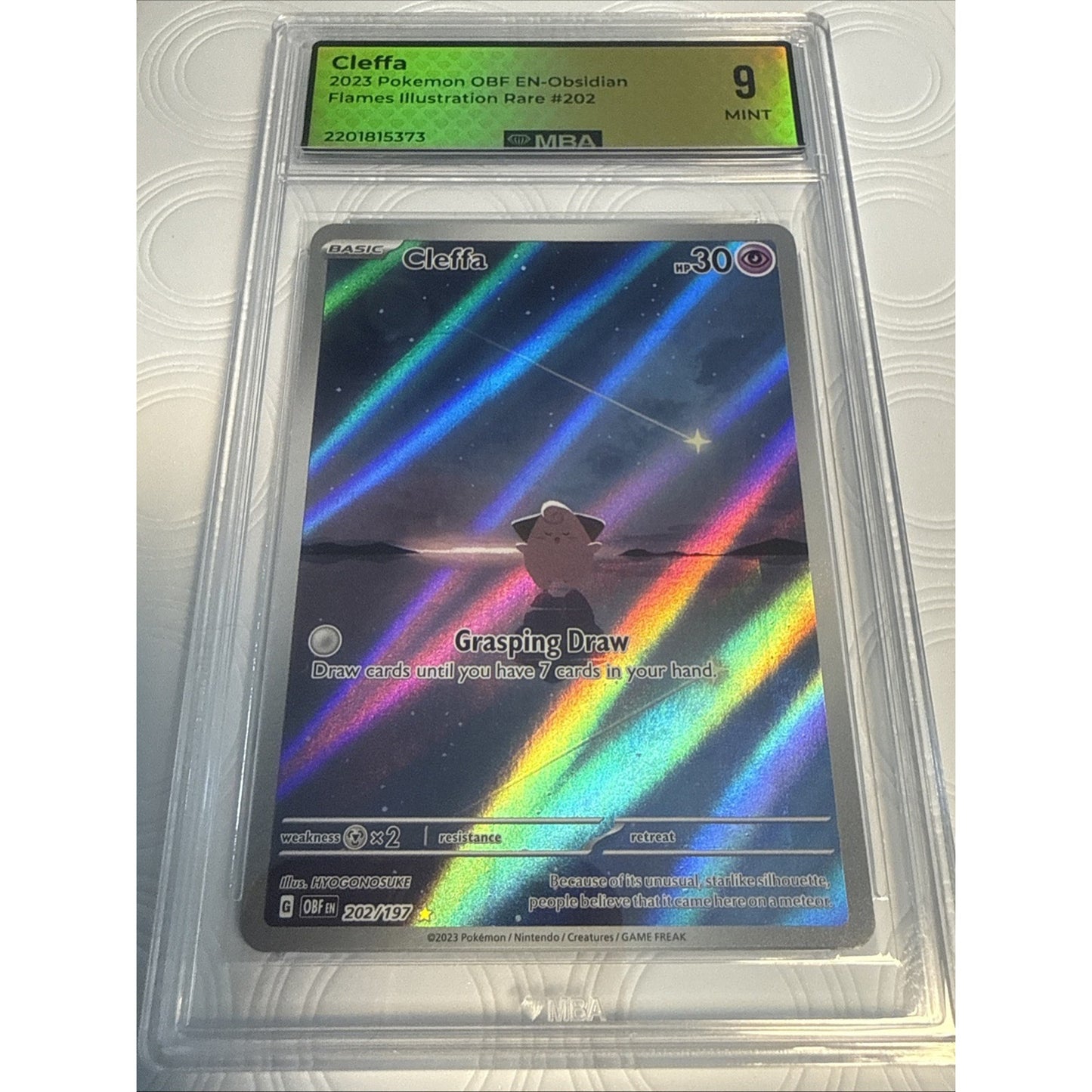 2023 Pokemon Cleffa 202/197 IR Obsidian Flames MBA 9 Mint Illustration Rare