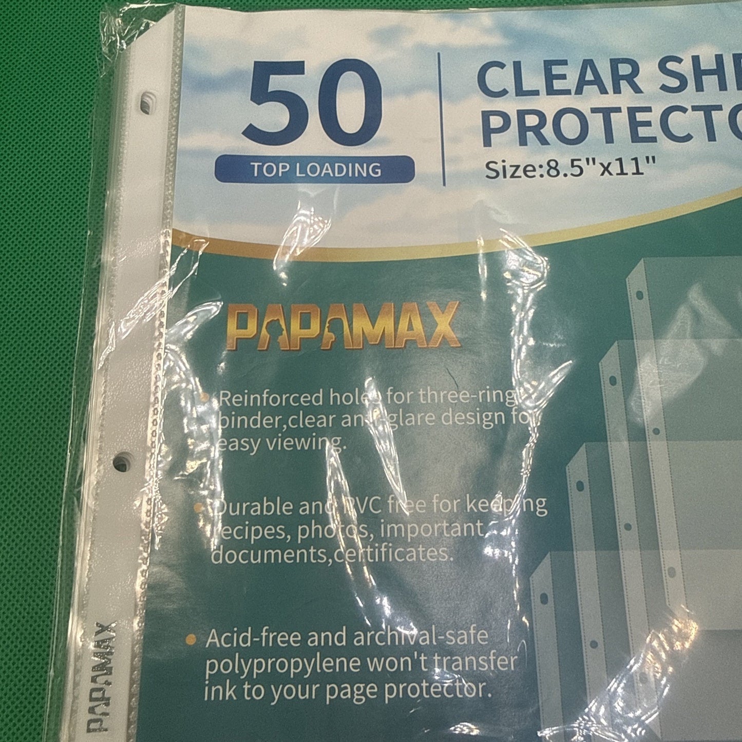 50 Pack Sheet Protectors for 3 Ring Binder - Clear Page 8.5 x 11,