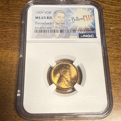 1909 VDB Lincoln Cent NGC MS 65 RD - Bullion Plus
