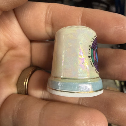 Las Vegas Nevada Iridescent Porcelain Collectible Souvenir Thimble