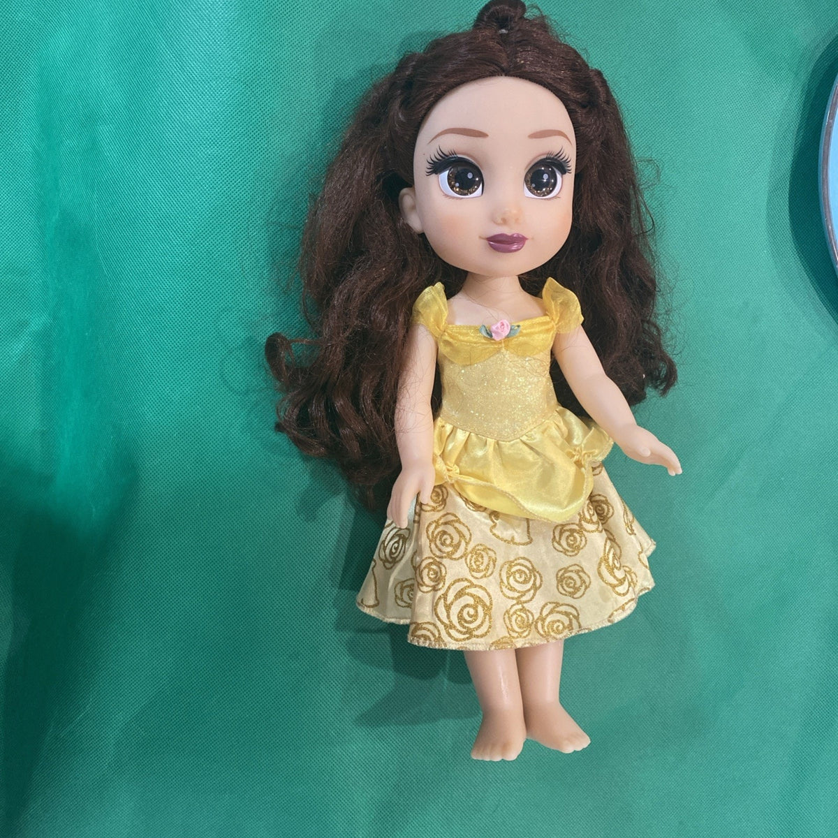 Disney Princess Belle Doll Yellow Dress And Shoes Long Brown Hair Brown Eyes 14”