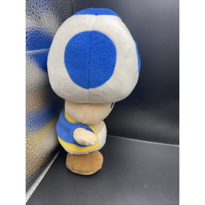 Super Mario - 2010 Toad 8 Inch Collectible Plush San-ei Little Buddy Blue
