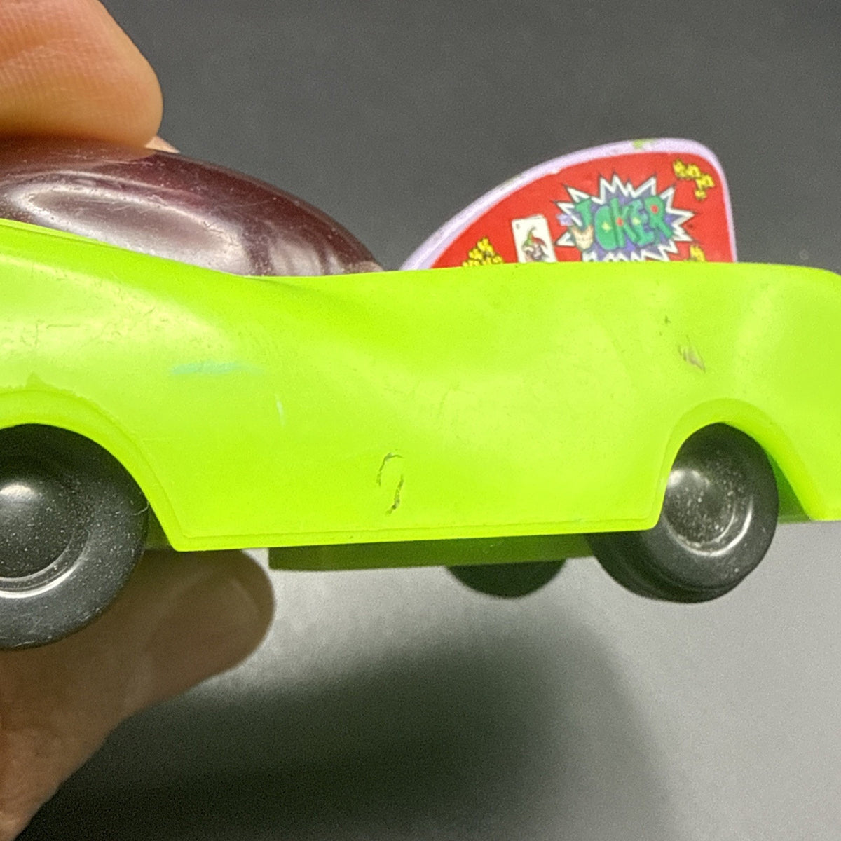 Vintage 2000 Carl's Jr Hardees DC Comics The Joker Mobile Green Toy Car Loose