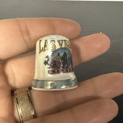 Las Vegas Nevada Iridescent Porcelain Collectible Souvenir Thimble