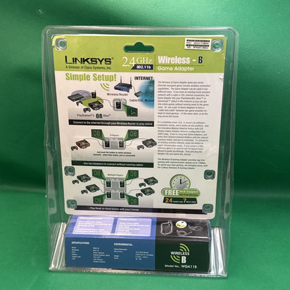 New Linksys Wireless-B Game Adapter 2.4GHZ PS2 Xbox Nintendo Black In Box NIB
