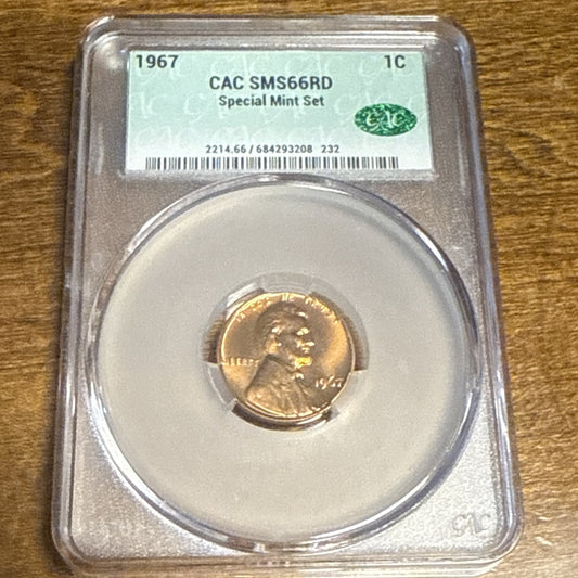 1967 1 C Ca Sms Ms 65 Red Special Mint Set Penny