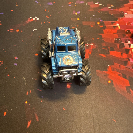 New Ray Friction Powered Push N Go Mini Monster Truck Blue Nightmare