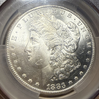 1883 CC $1 Morgan Silver Dollar Graded By CAC MS63 CAC Green Label