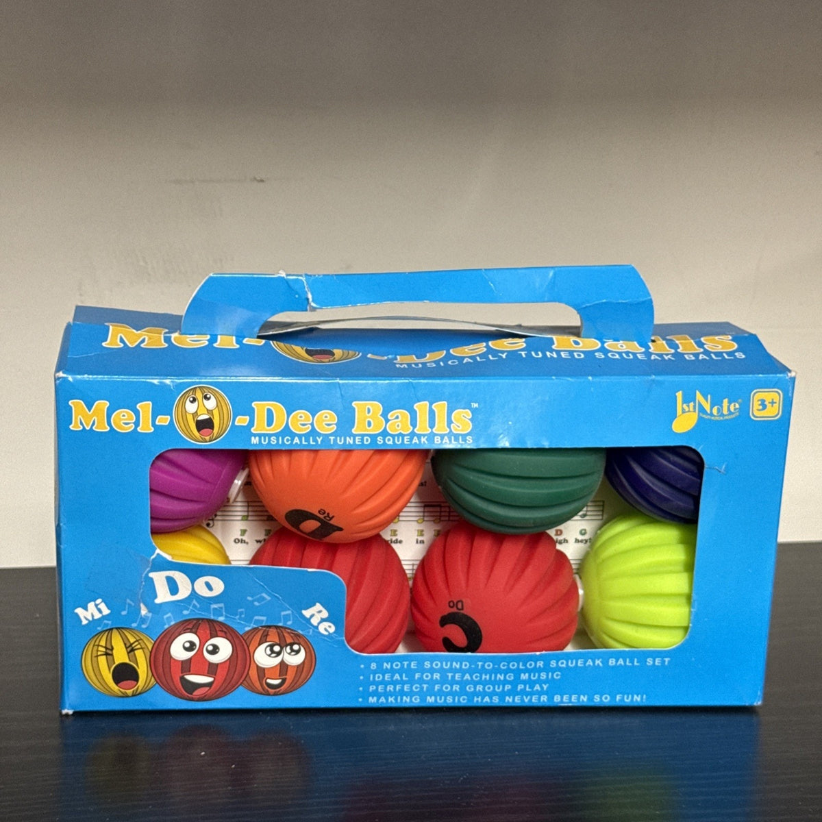 Mel-O-Dee Balls Diatonic Squeeze Ball Set. 8 Balls With Sheet Music.
