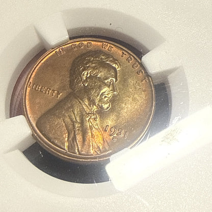 1931-S 1c NGC MS-64 RB Lincoln Wheat Cent Amazing Color