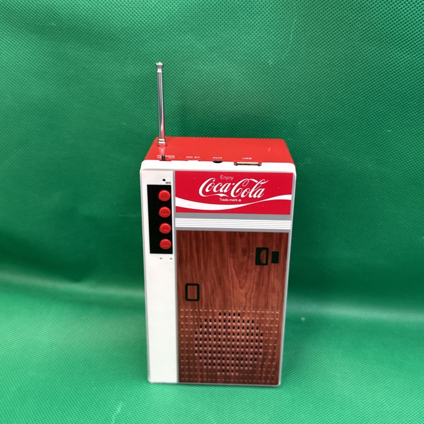 Coca-Cola Retro Bluetooth Speaker FM Radio w/ USB Charging & Aux Cable