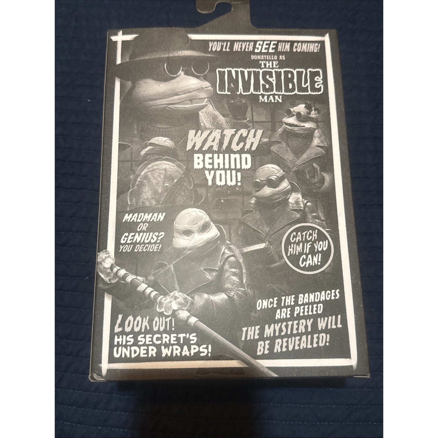 NECA TMNT Turtles x Monsters Donatello As The Invisible Man NIB Black & White