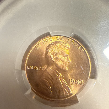 1980 1c Lincoln Memorial Cent ~ CAC MS66 RD