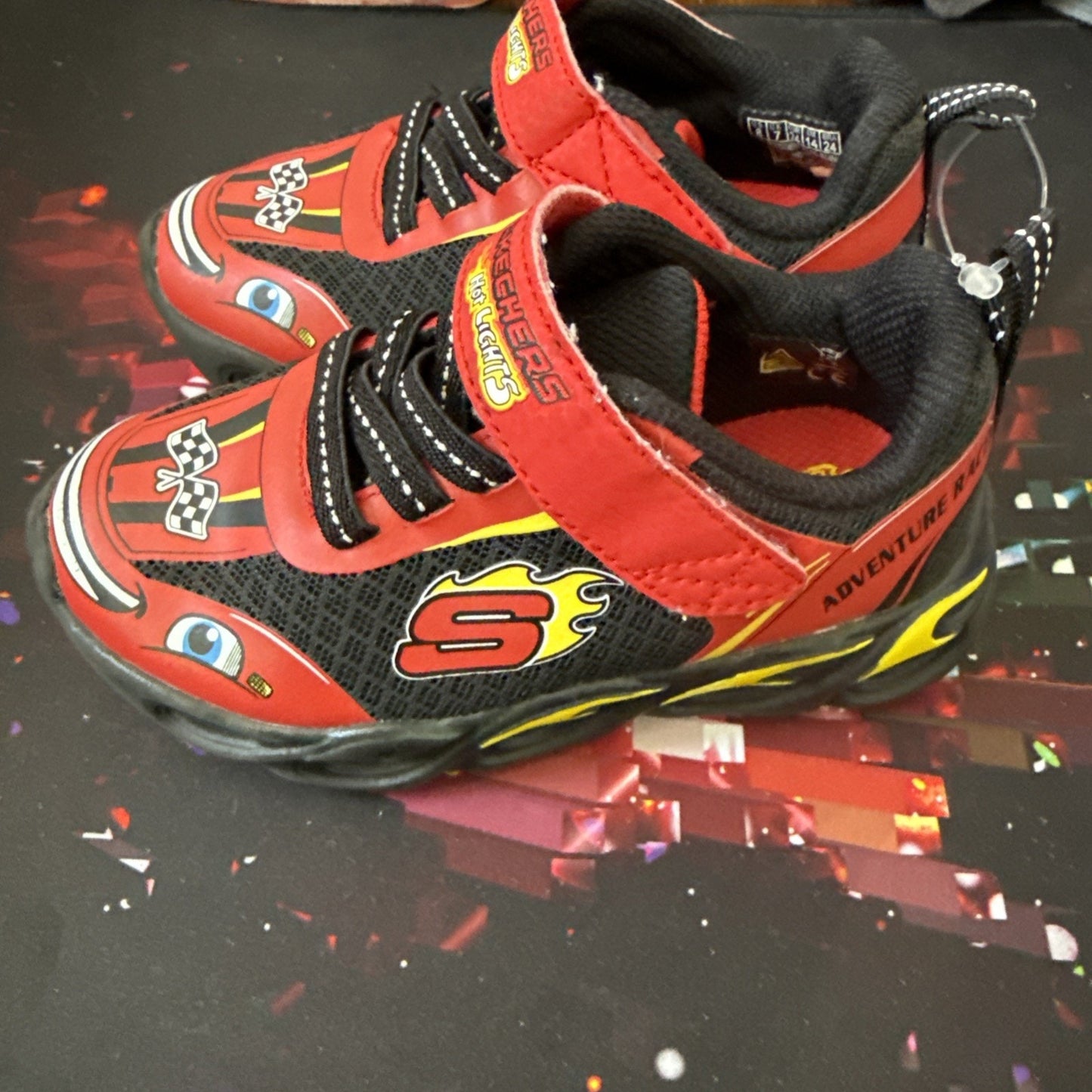 Skechers Thermo Flash Shoe Toddlers 5 Red Black Light Up Adventure Racer Sneaker