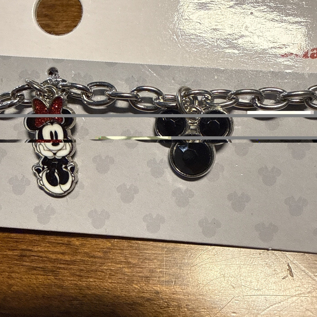 Minnie Mouse Disney Silvertone Charm Bracelet 7.5 In New