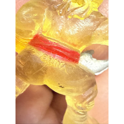 Vintage Rubber Yellow Ninja 1 1/2” Figurine With Sword And Throwing Star 80/90s