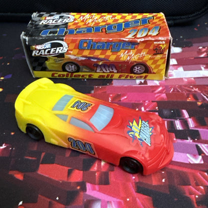 NASCAR Racers Mark McCutchen #204 CHARGER 2001 Wendy’s Toy Car KidsMeal With Box