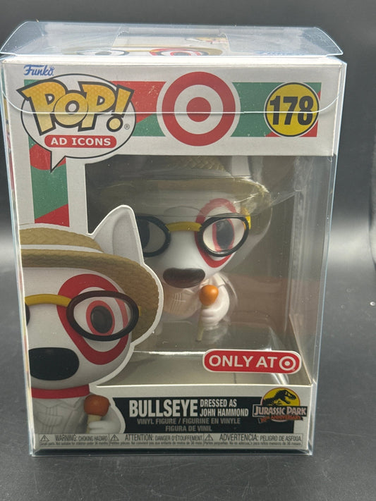 FUNKO POP AD ICONS BULLSEYE AS JURASSIC PARK JOHN HAMMOND #178 TARGET EXCLUSIVE - toyscardscomics