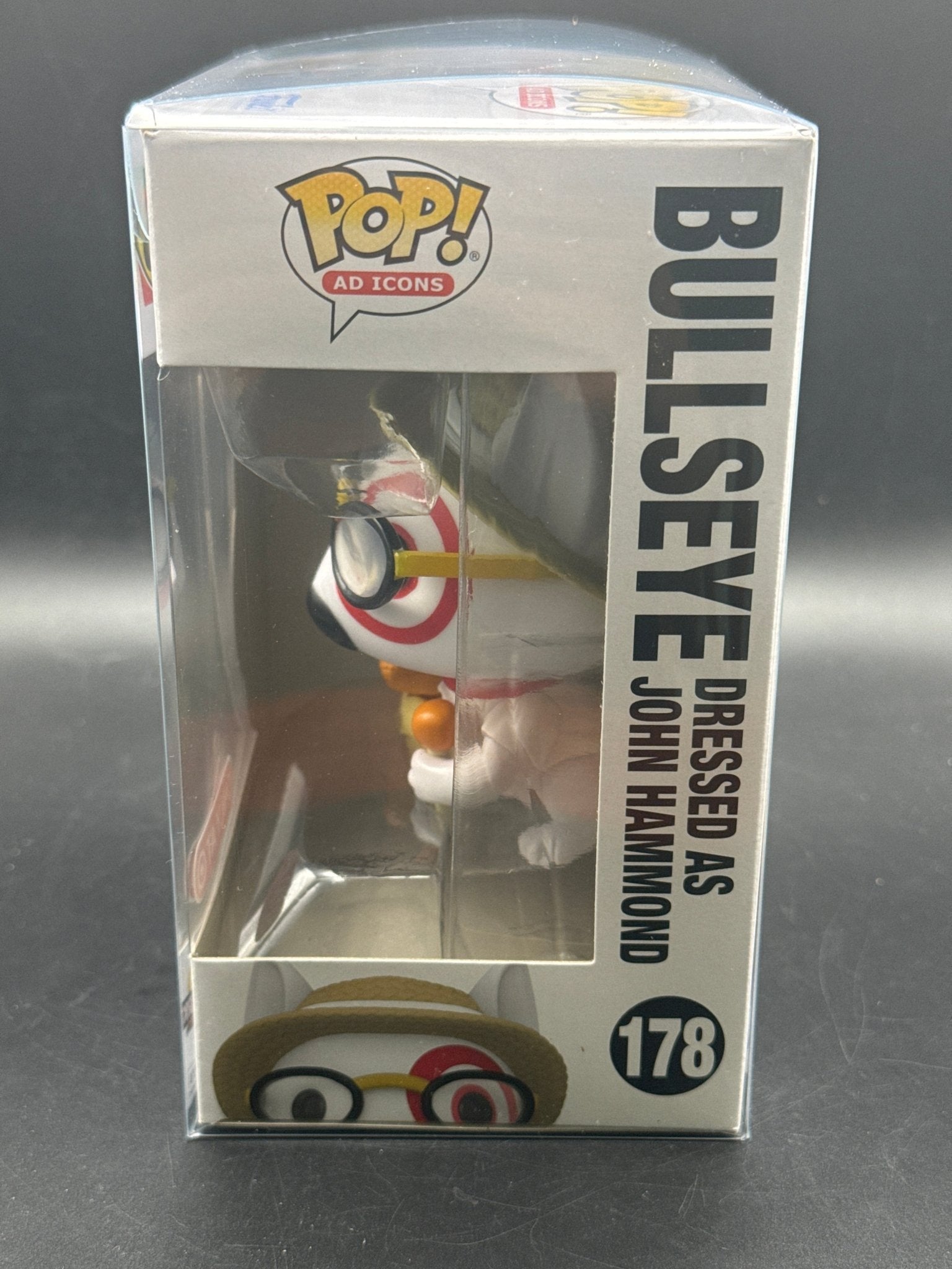 FUNKO POP AD ICONS BULLSEYE AS JURASSIC PARK JOHN HAMMOND #178 TARGET EXCLUSIVE - toyscardscomics