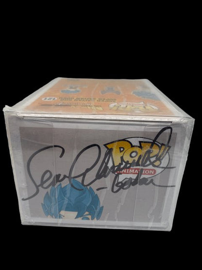 Funko PoP! Animation DragonBall Z " Super Saiyan God Super Saiyan Goki" 121 - Signed by Voice Actor Sean Schemmel with Pop Protector - toyscardscomics